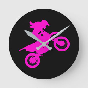 Girl Dirt Bike Round Clock