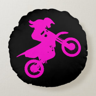 Girl Dirt Bike   Round Cushion