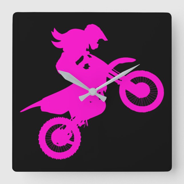 Girl Dirt Bike   Square Wall Clock (Front)