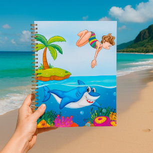 Girl Diving Into Ocean Friendly Shark Coral Reef Planner