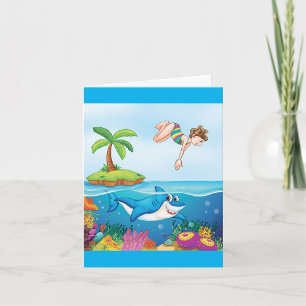 Girl Diving Into The Ocean Card