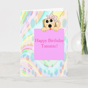 Girl Dog 1st Birthday Card