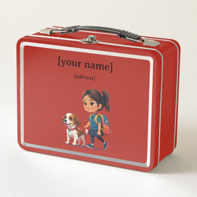 Girl & Dog Lunch Box for Kids (Front)