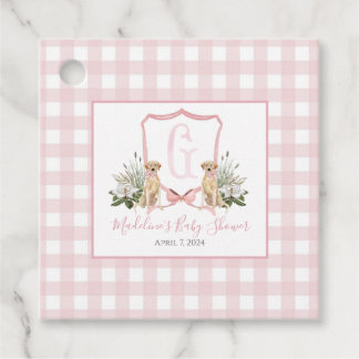 Girl Dog Pink Gingham Favour Tags