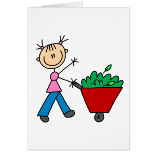 Girl Doing Yardwork Card
