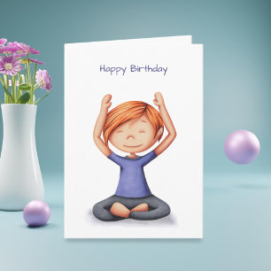 Girl Doing Yoga Meditating Birthday  Card