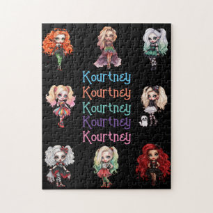 Girl Doll Spooky Halloween Theme with Name Jigsaw Puzzle