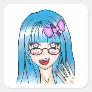 Girl Drawing Square Sticker