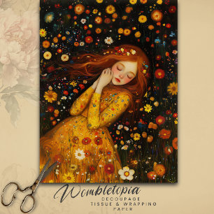 Girl Dreaming in a Field of Golden Wildflowers  Tissue Paper