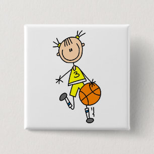 Girl Dribbling Basketball Tshirts and Gifts 15 Cm Square Badge