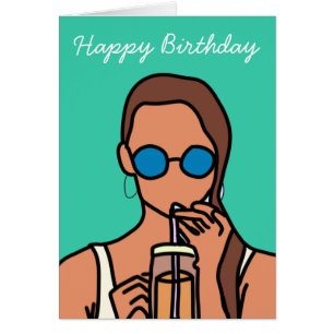 Girl drinking bubble tea modern teen