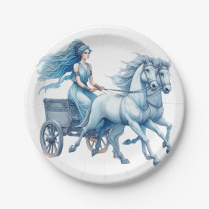 Girl driving a Chariot Paper Plate