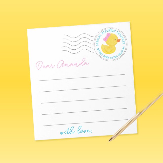Girl Duck 1st Birthday Time Capsule Note Sheets (Girl Duck First Birthday Time Capsule Note Sheets)