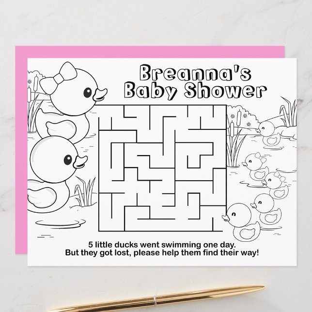Girl Duck Shower Kids Activity Sheet Placemats (Creator Uploaded)