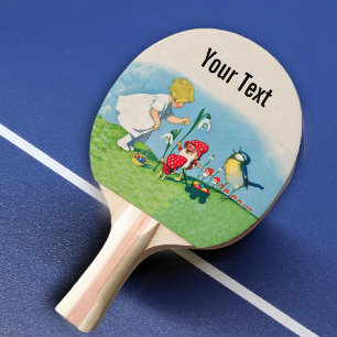 Girl Easter Lilly Gnome Elves Singing Bird Basket Ping Pong Paddle