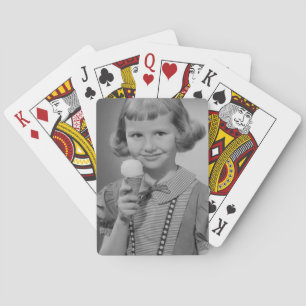 Girl Eating Ice Cream Playing Cards
