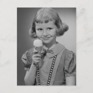 Girl Eating Ice Cream Postcard