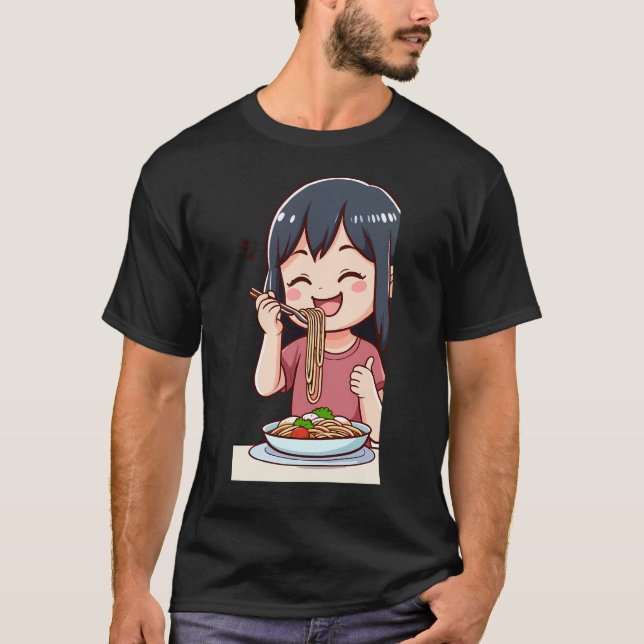 Girl Eating Spaghetti - 3  T-Shirt (Front)