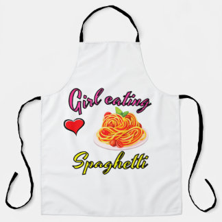 Girl eating spaghetti apron