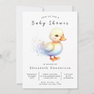 Girl Editable Duck Baby Shower Invitation
