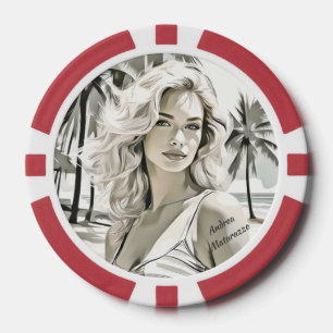 Girl Elegant in Black and White Poker Chips