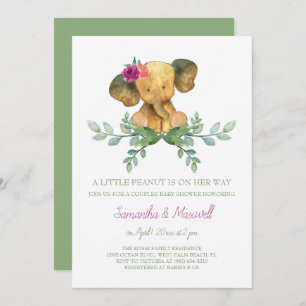 Girl Elephant Baby Shower Invitation