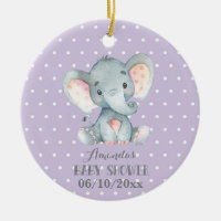 Girl Elephant Baby Shower Purple and Grey
