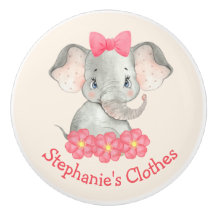 Girl Elephant Personalised Watercolor Pink kids