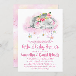 Girl Elephant Virtual Baby Shower Invitation