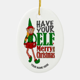 Girl Elf a Christmas Customisable Ornament