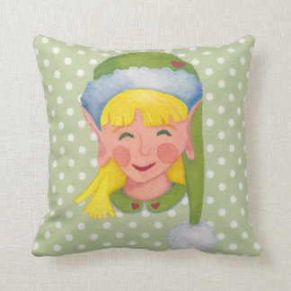 Girl Elf Christmas Pillow