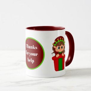 Girl elf thank you add name message mug