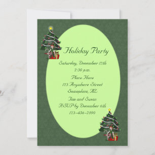 Girl Elf Tree Christmas Holiday Invitation