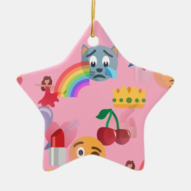 girl emoji ceramic tree decoration (Front)
