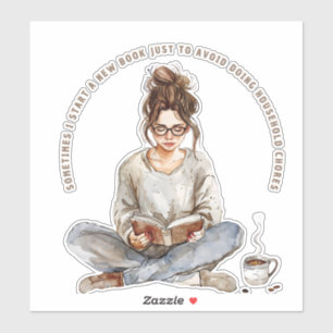 Girl Enjoying a Book with Coffee, Avoiding