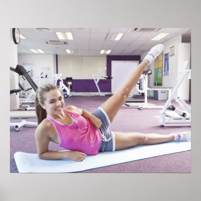 Girl Exercising in Gym Poster (Front)