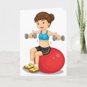 Girl Exercising With Weights Greeting Cards