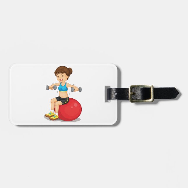Girl Exercising With Weights Luggage Tags (Front Horizontal)