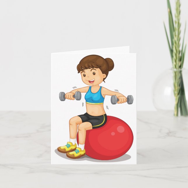 Girl Exercising With Weights Note Cards (Front)