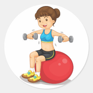 Girl Exercising With Weights Stickers