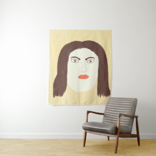girl face abstract painting art tapestry