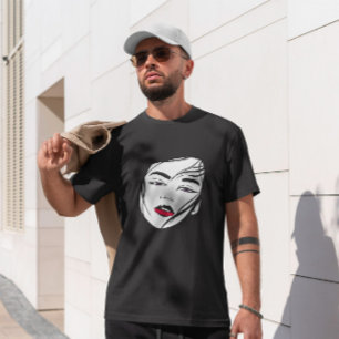 Girl Face Portrait Red Lips T-Shirt