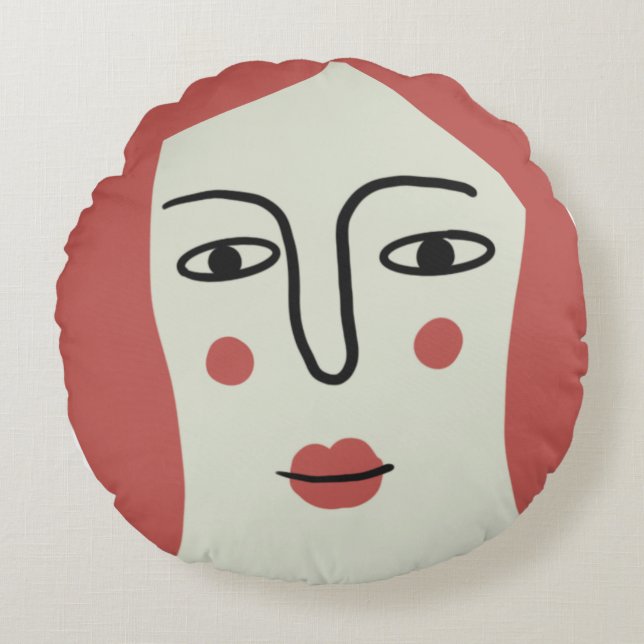 Girl face round cushion (Front)