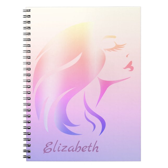 Girl Face Silhouette, Ombre - Personalised Notebook (Front)