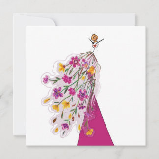 Girl Fairy in Floral Dress Fashion Illustration Invitation