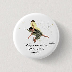 Girl Fairy With Yellow Wings Pin Button