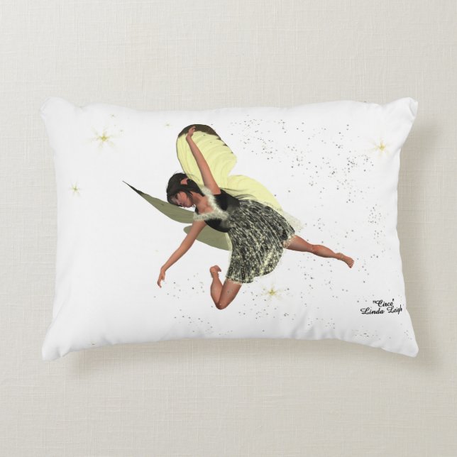 Girl Fairy With Yellow Wings Throw Pillow (Front)
