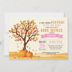 Girl Fall Baby Shower Invitation Card Trees Leaves