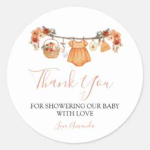 Girl Falling In Love Clothes Baby Shower Thank You Classic Round Sticker