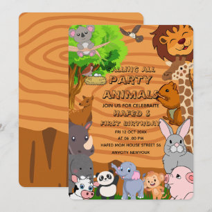 Girl Farm Birthday Calling All Party Animals Invit Invitation